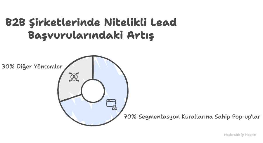 B2B şirketlerinde nitelikli lead başvurularındaki artışı gösteren grafik